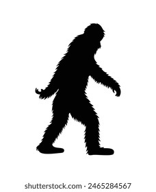 bigfoot silhouette. bigfoot isolated on white background. Vector illustration. hand drawn. black silhouette of bigfoot. Bigfoot illustration.