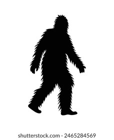 bigfoot silhouette. bigfoot isolated on white background. Vector illustration. hand drawn. black silhouette of bigfoot. Bigfoot illustration.