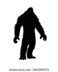 bigfoot silhouette. bigfoot isolated on white background. Vector illustration. hand drawn. black silhouette of bigfoot. Bigfoot illustration.