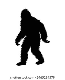 bigfoot silhouette. bigfoot isolated on white background. Vector illustration. hand drawn. black silhouette of bigfoot. Bigfoot illustration.