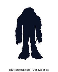 bigfoot silhouette. bigfoot isolated on white background. Vector illustration. hand drawn. black silhouette of bigfoot. Bigfoot illustration.