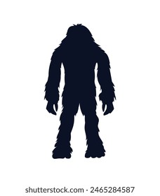 bigfoot silhouette. bigfoot isolated on white background. Vector illustration. hand drawn. black silhouette of bigfoot. Bigfoot illustration.