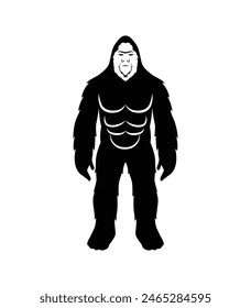 silueta de pie grande. pie grande aislado sobre fondo blanco. Ilustración vectorial. dibujado a mano. silueta negra de pie grande. Ilustración de Bigfoot.