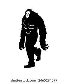 silueta de pie grande. pie grande aislado sobre fondo blanco. Ilustración vectorial. dibujado a mano. silueta negra de pie grande. Ilustración de Bigfoot.