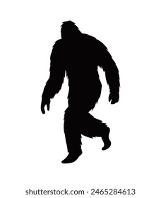 bigfoot silhouette. bigfoot isolated on white background. Vector illustration. hand drawn. black silhouette of bigfoot. Bigfoot illustration.