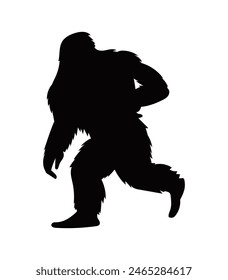 bigfoot silhouette. bigfoot isolated on white background. Vector illustration. hand drawn. black silhouette of bigfoot. Bigfoot illustration.