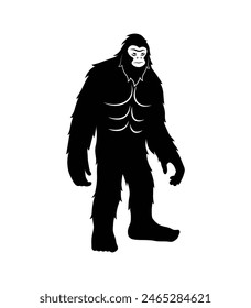 silueta de pie grande. pie grande aislado sobre fondo blanco. Ilustración vectorial. dibujado a mano. silueta negra de pie grande. Ilustración de Bigfoot.