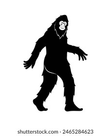 bigfoot silhouette. bigfoot isolated on white background. Vector illustration. hand drawn. black silhouette of bigfoot. Bigfoot illustration.