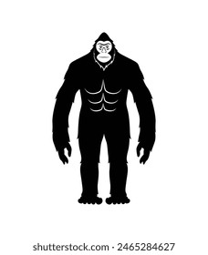 silueta de pie grande. pie grande aislado sobre fondo blanco. Ilustración vectorial. dibujado a mano. silueta negra de pie grande. Ilustración de Bigfoot.