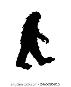 bigfoot silhouette. bigfoot isolated on white background. Vector illustration. hand drawn. black silhouette of bigfoot. Bigfoot illustration.