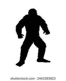 bigfoot silhouette. bigfoot isolated on white background. Vector illustration. hand drawn. black silhouette of bigfoot. Bigfoot illustration.