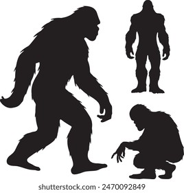 Bigfoot silhouette, Sasquatch silhouette Vector illustration