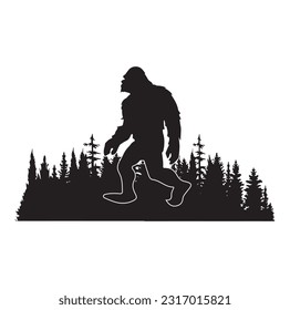 Bigfoot silhouette t shirt design. Vector illustration.