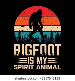 Bigfoot silhouette t shirt design. Vector illustration.