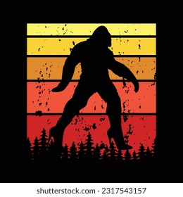 Bigfoot silhouette t shirt design. Vector illustration.