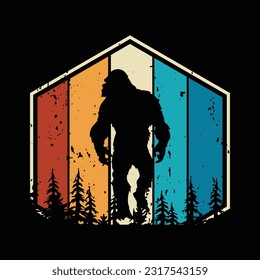 Bigfoot silhouette t shirt design. Vector illustration.