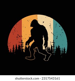 Bigfoot silhouette t shirt design. Vector illustration.