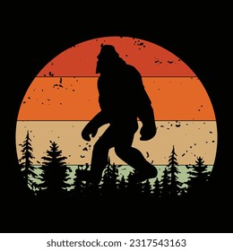 Bigfoot silhouette t shirt design. Vector illustration.