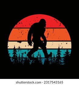 Bigfoot silhouette t shirt design. Vector illustration.