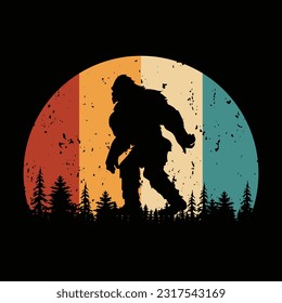 Bigfoot silhouette t shirt design. Vector illustration.