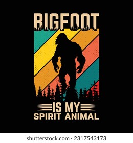 Bigfoot silhouette t shirt design. Vector illustration.