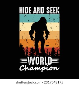 Bigfoot silhouette t shirt design. Vector illustration.