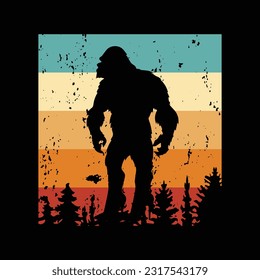 Bigfoot silhouette t shirt design. Vector illustration.