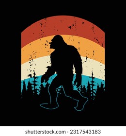 Bigfoot Silhouette t Shirt Design. Vektorgrafik.