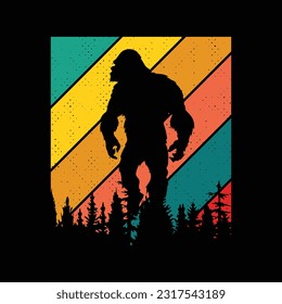 Bigfoot silhouette t shirt design. Vector illustration.