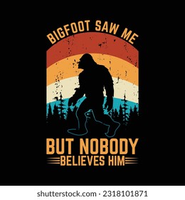 Bigfoot silhouette t shirt design. Vector illustration.