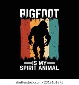 Bigfoot silhouette t shirt design. Vector illustration.