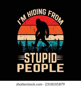 Bigfoot silhouette t shirt design. Vector illustration.