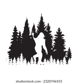 Bigfoot silhouette t shirt design. Vector illustration.