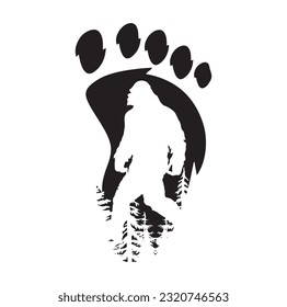 Bigfoot silhouette t shirt design. Vector illustration.