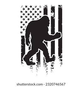 Bigfoot Silhouette t Shirt Design. Vektorgrafik.