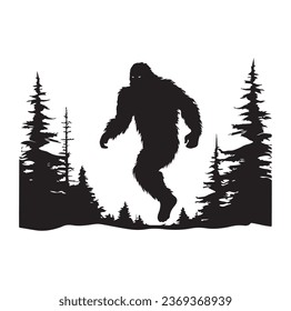 Bigfoot silhouette t shirt design. Vector illustration.