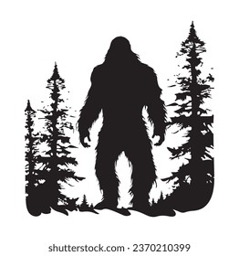 Bigfoot silhouette t shirt design. Vector illustration.