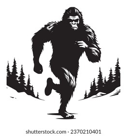 Bigfoot silhouette t shirt design. Vector illustration.