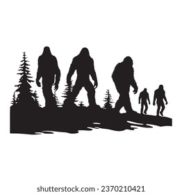 Bigfoot silhouette t shirt design. Vector illustration.