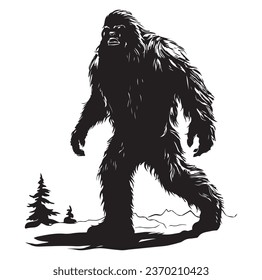 Bigfoot silhouette t shirt design. Vector illustration.