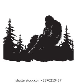 Bigfoot silhouette t shirt design. Vector illustration.