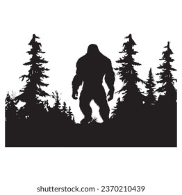 Bigfoot silhouette t shirt design. Vector illustration.