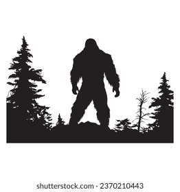 Bigfoot silhouette t shirt design. Vector illustration.