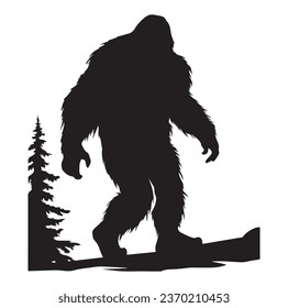 Bigfoot silhouette t shirt design. Vector illustration.