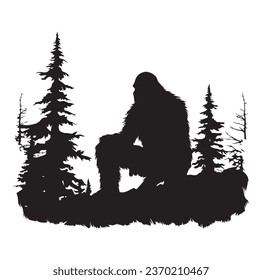 Bigfoot silhouette t shirt design. Vector illustration.