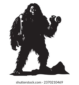 Bigfoot silhouette t shirt design. Vector illustration.