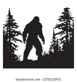 Bigfoot silhouette t shirt design. Vector illustration.