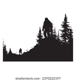 Bigfoot silhouette t shirt design. Vector illustration.