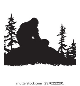 Bigfoot silhouette t shirt design. Vector illustration.