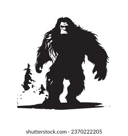 Bigfoot silhouette t shirt design. Vector illustration.